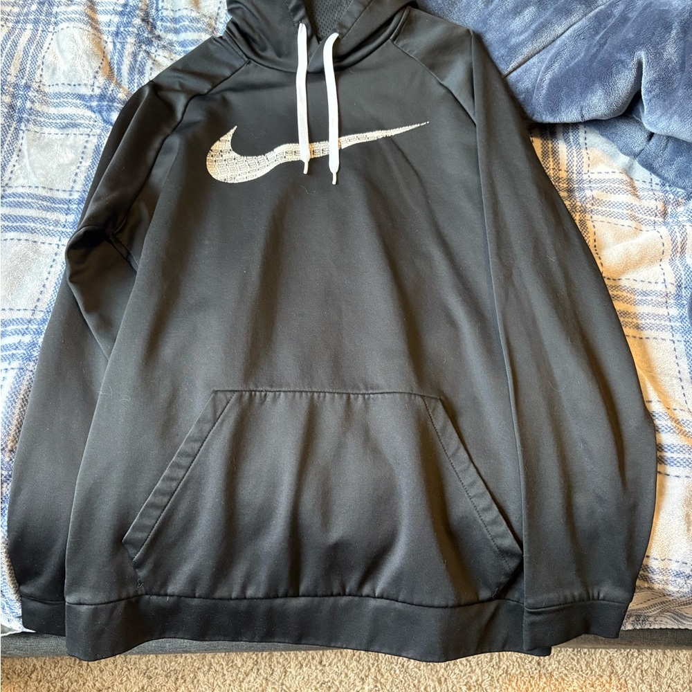 Nike Black Dri-FIT Hoodie with White Swoosh Detail